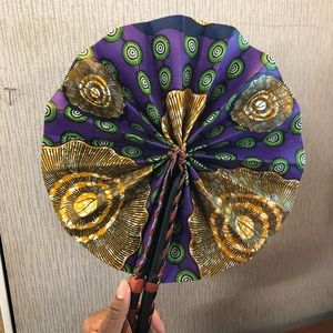 🛑 SALE **African Fabric Print Folding Fan**